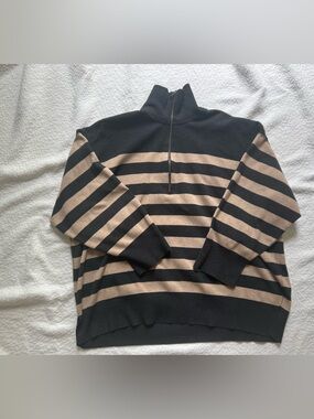 Free People Stripe Marlie Quarter-Zip Pullover